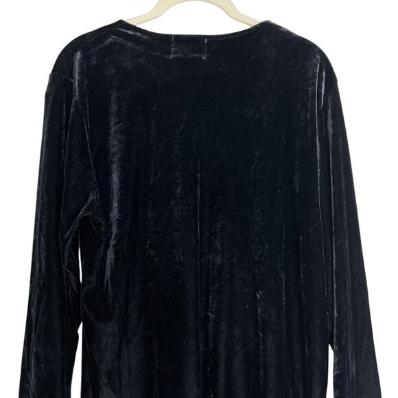 Vintage Leslie Fay Sportswear Womens Velvet Tunic Medium Black Button Front - Picture 3 of 6